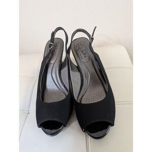 LifeStride Teller Womens Black Slingback Peep Toe Heels Soft System Size 8M